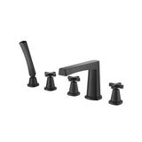 Isenberg By Flusso - Five Hole Deck Mounted Roman Tub Faucet With Hand Shower - Matte Black
