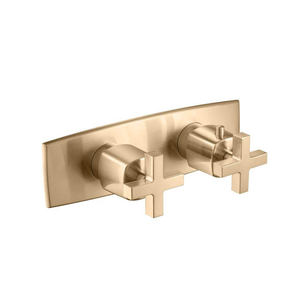 Isenberg By Flusso - 3/4'' Horizontal Thermostatic Shower Valve & Trim - 3 Output - Brushed Bronze Pvd