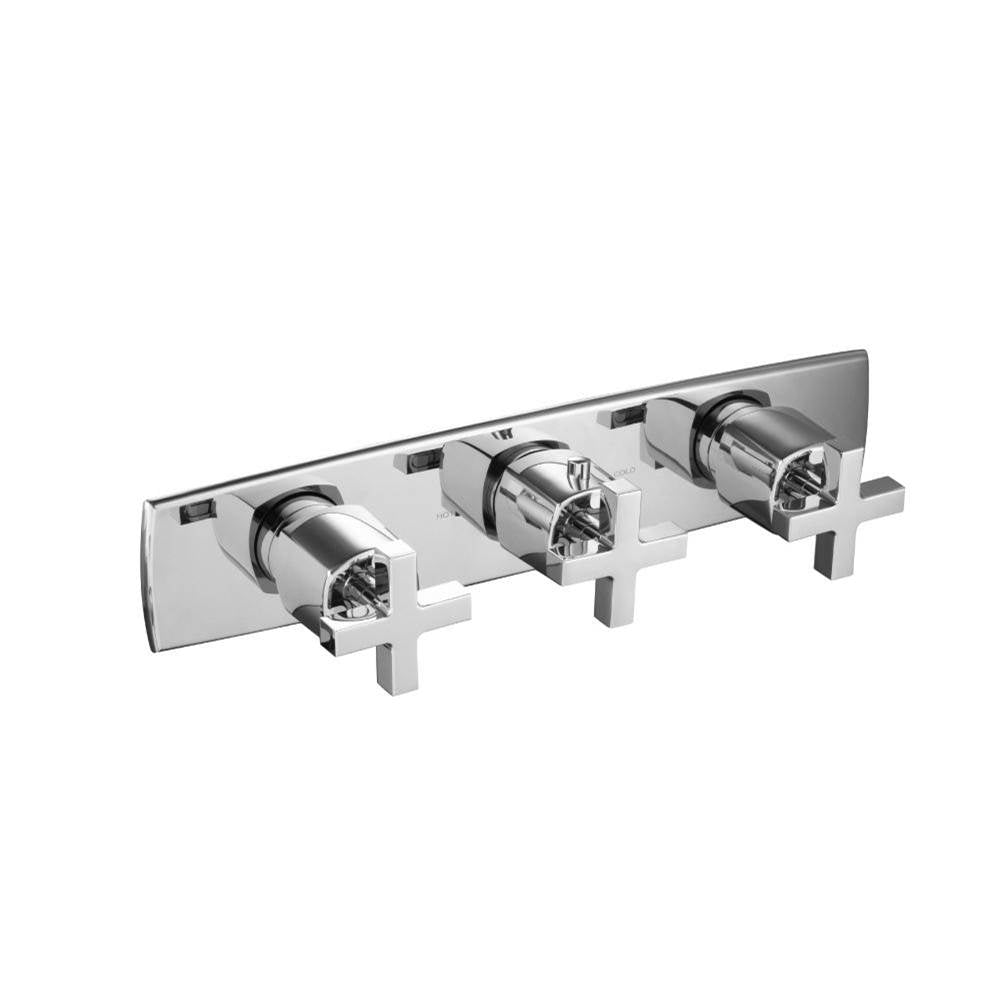 Isenberg By Flusso - 3/4'' Horizontal Thermostatic Valve with 2 Volume Controls &  Trim - Chrome