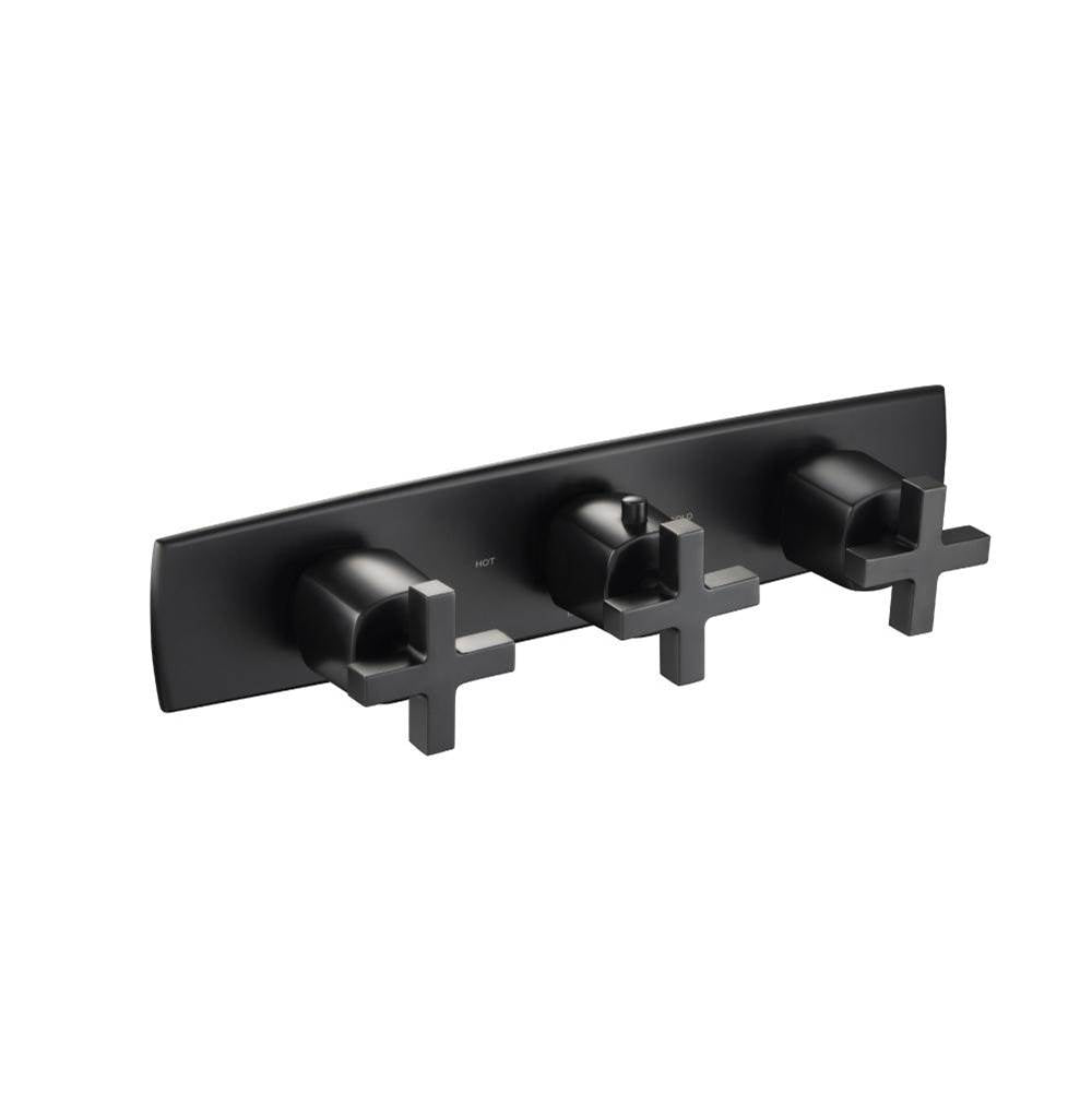 Isenberg By Flusso - 3/4'' Horizontal Thermostatic Valve with 2 Volume Controls &  Trim - Matte Black