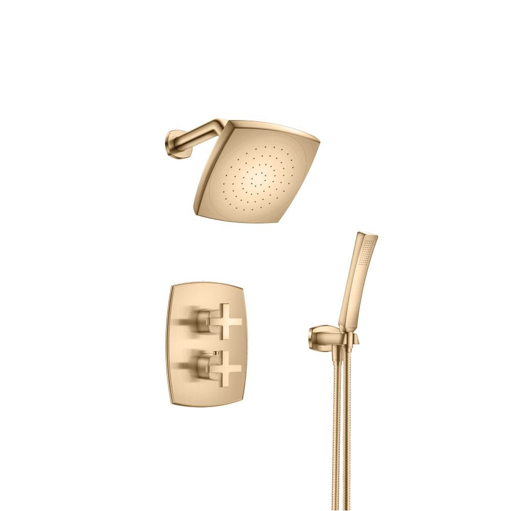 Isenberg By Flusso - Two Output Shower Set With Shower Head And Hand Held - Brushed Bronze Pvd