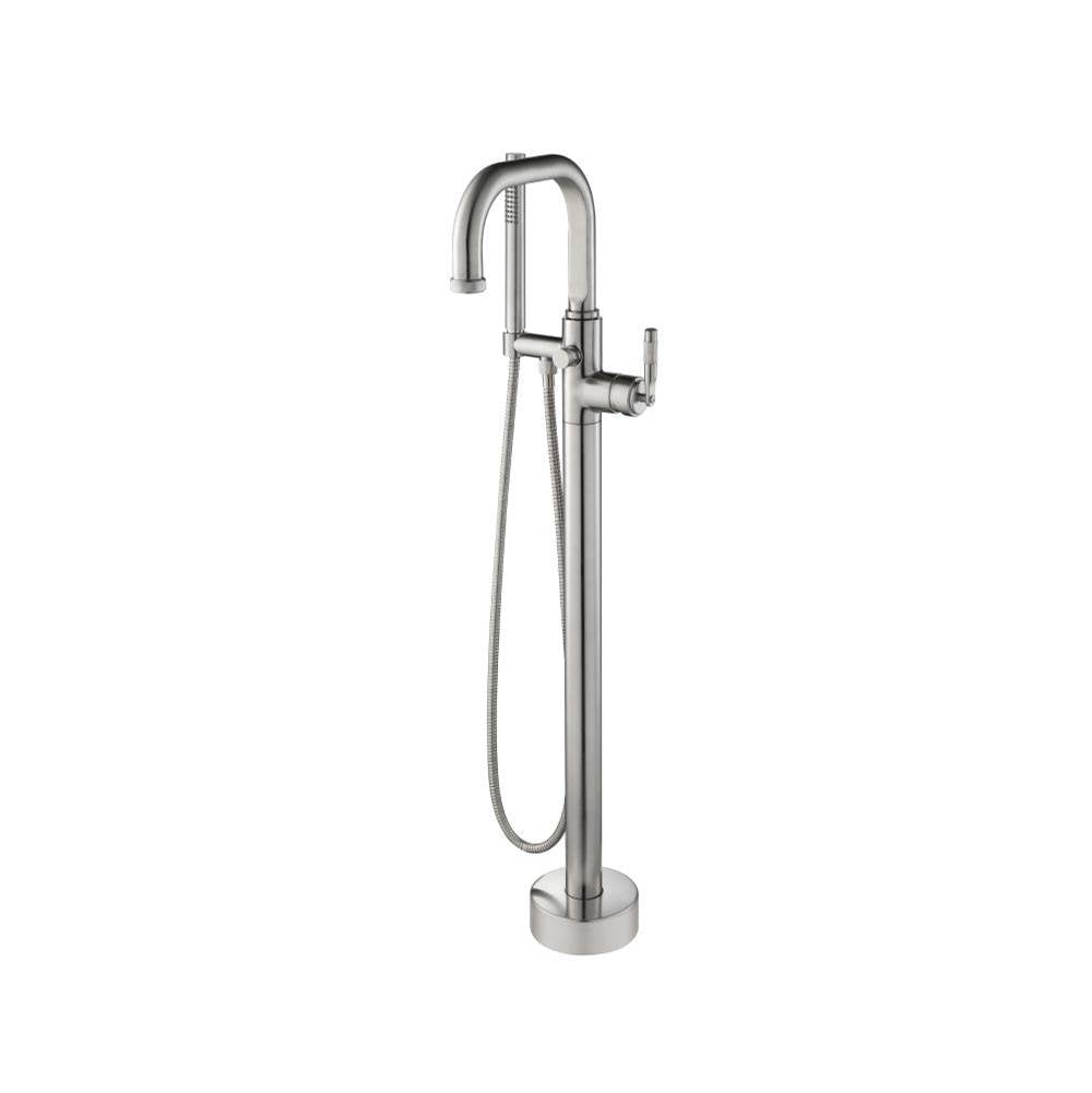 Isenberg By Flusso - Freestanding Floor Mount Bathtub / Tub Filler With Hand Shower - Brushed Nickel PVD