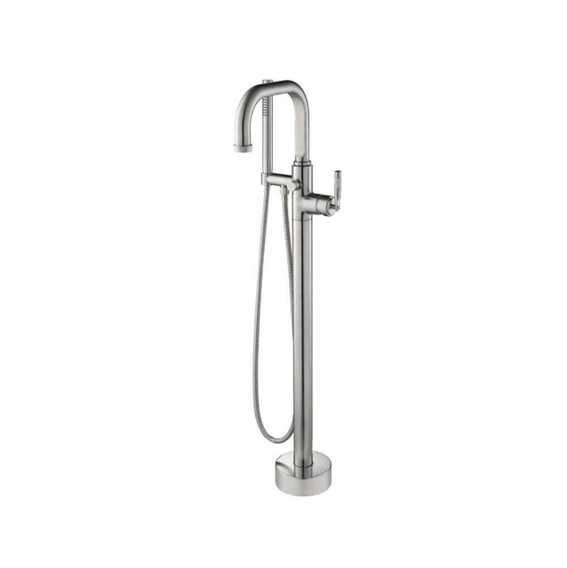 Isenberg By Flusso - Freestanding Floor Mount Bathtub / Tub Filler With Hand Shower - Brushed Nickel PVD