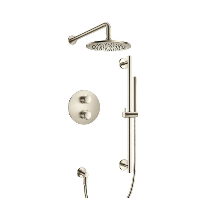 Isenberg By Flusso - Two Output Shower Set With Shower Head, Hand Held And Slide Bar - Brushed Nickel PVD