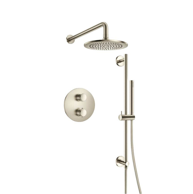 Isenberg By Flusso - Two Output Shower Set With Shower Head, Hand Held And Slide Bar - Brushed Nickel PVD