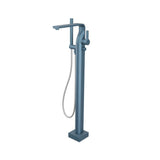 Isenberg By Flusso - Freestanding Floor Mount Bathtub / Tub Filler With Hand Shower - Blue Platinum