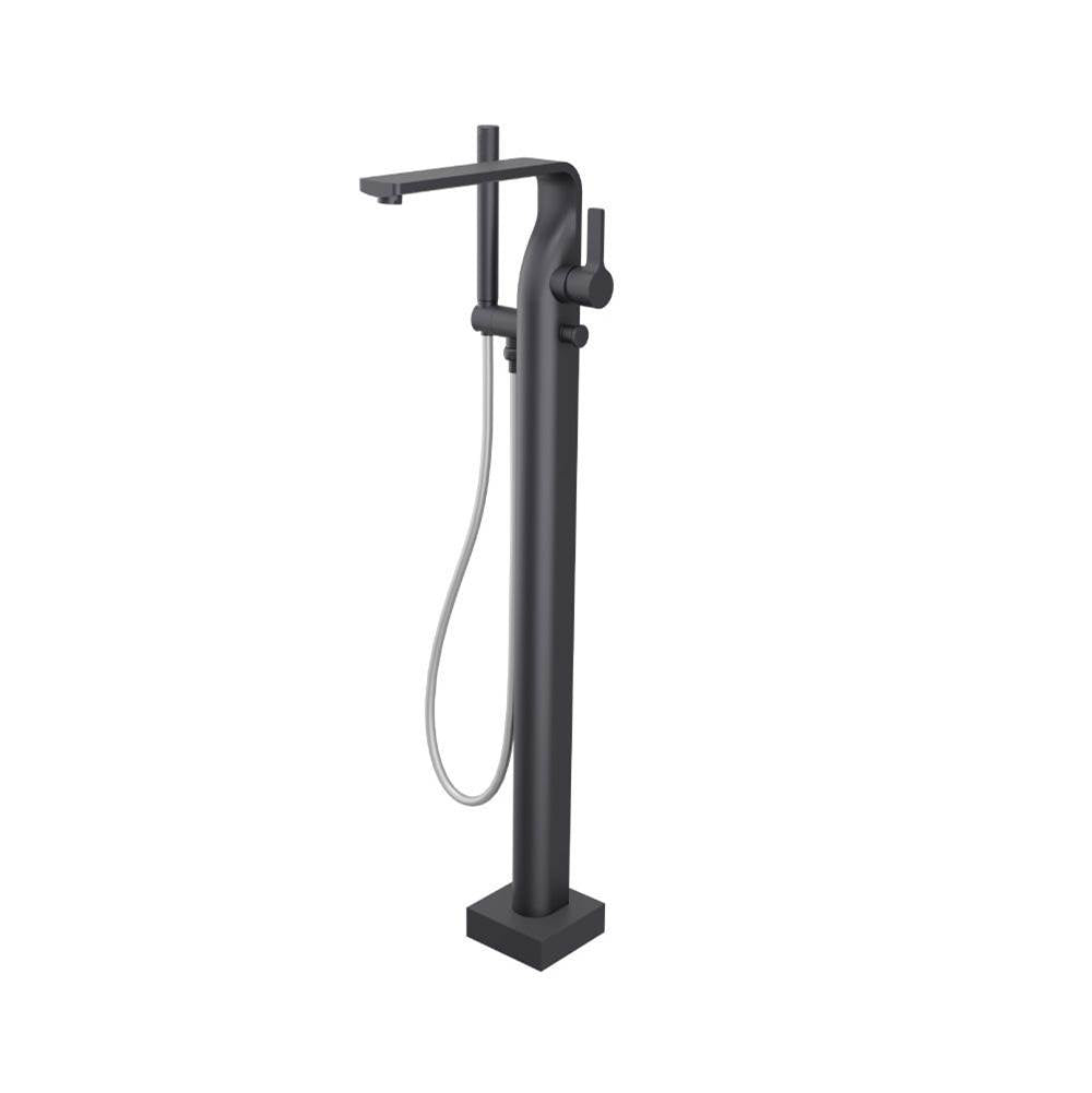 Isenberg By Flusso - Freestanding Floor Mount Bathtub / Tub Filler With Hand Shower - Dark Grey