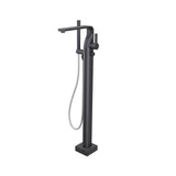 Isenberg By Flusso - Freestanding Floor Mount Bathtub / Tub Filler With Hand Shower - Dark Grey