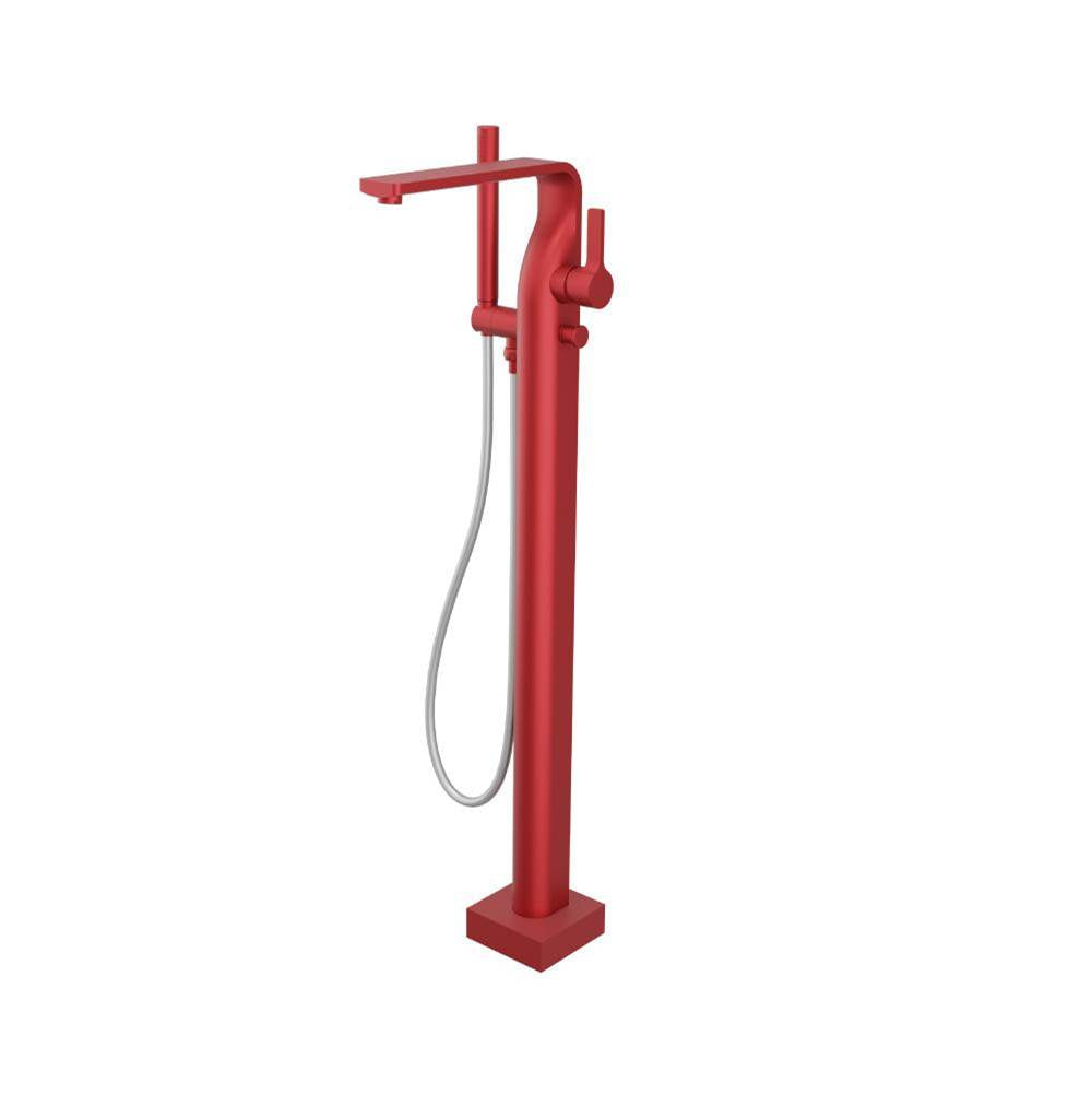 Isenberg By Flusso - Freestanding Floor Mount Bathtub / Tub Filler With Hand Shower - Deep Red