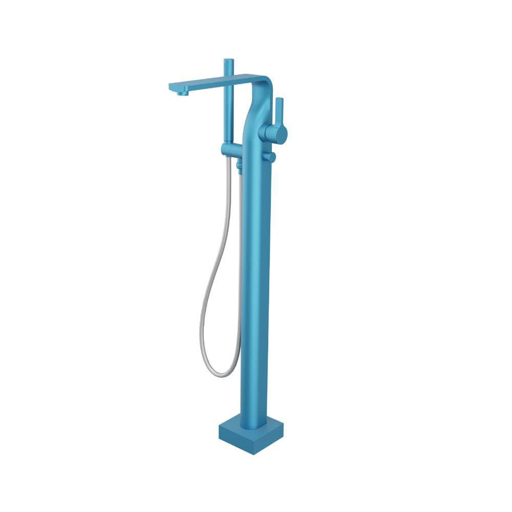 Isenberg By Flusso - Freestanding Floor Mount Bathtub / Tub Filler With Hand Shower - Sky Blue