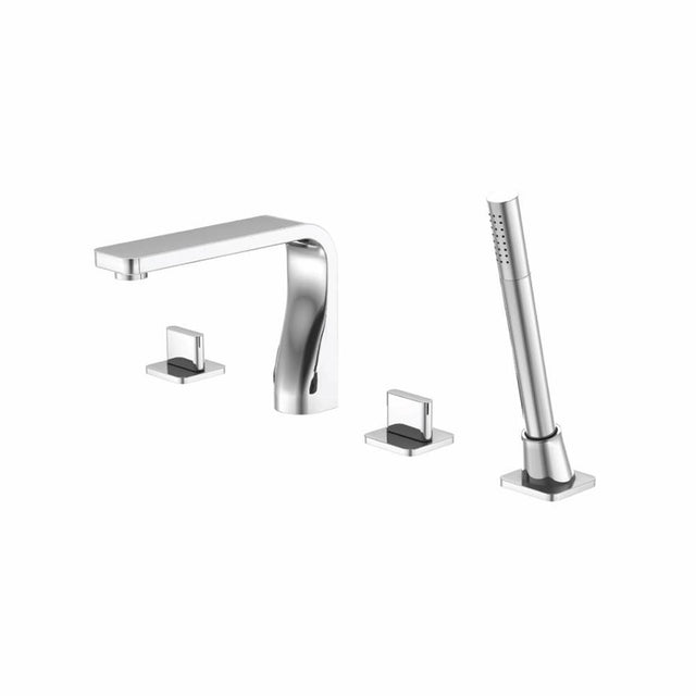 Isenberg By Flusso - 4 Hole Deck Mounted Roman Tub Faucet With Hand Shower - Polished Nickel PVD