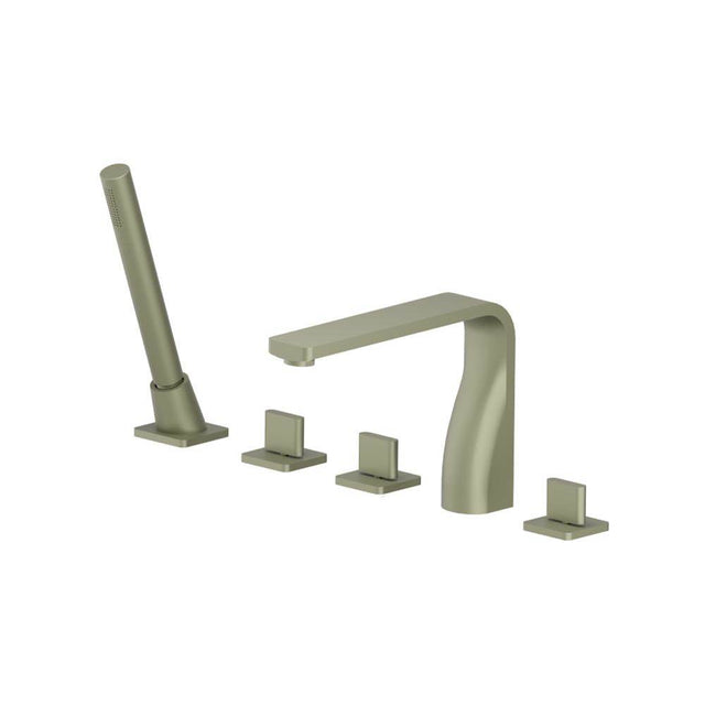 Isenberg By Flusso - Five Hole Deck Mounted Roman Tub Faucet With Hand Shower - Army Green