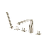 Isenberg By Flusso - Five Hole Deck Mounted Roman Tub Faucet With Hand Shower - Brushed Nickel PVD