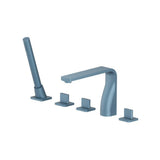 Isenberg By Flusso - Five Hole Deck Mounted Roman Tub Faucet With Hand Shower - Blue Platinum