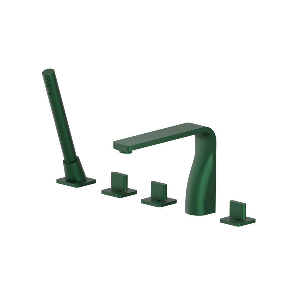 Isenberg By Flusso - Five Hole Deck Mounted Roman Tub Faucet With Hand Shower - Leaf Green