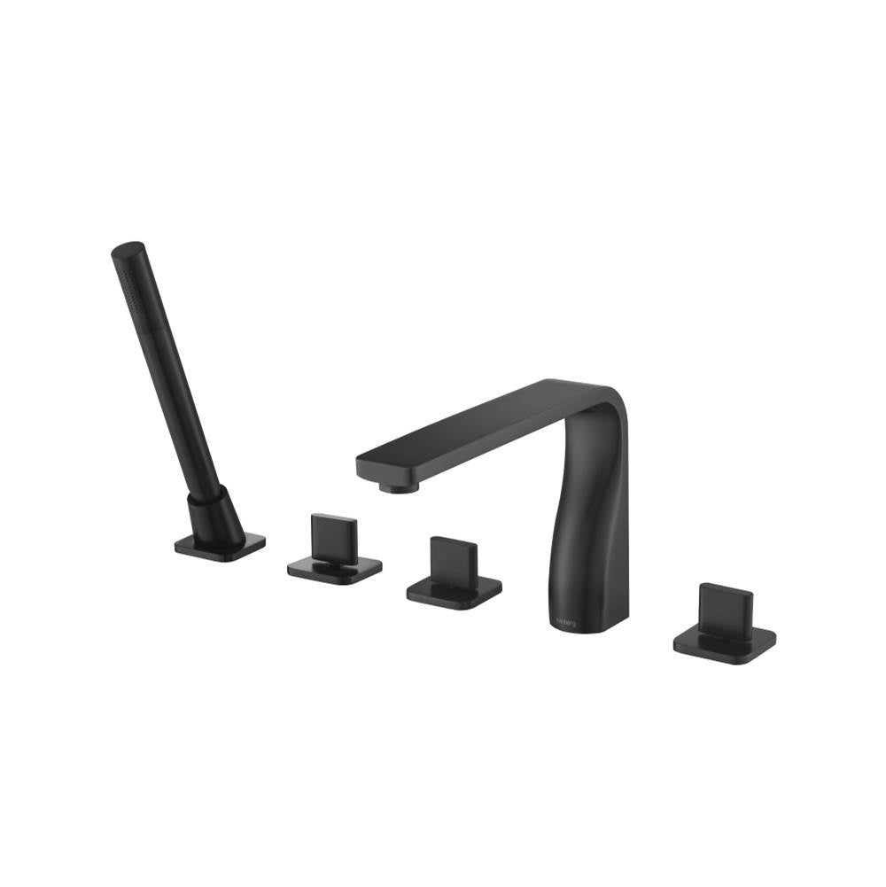 Isenberg By Flusso - Five Hole Deck Mounted Roman Tub Faucet With Hand Shower - Matte Black