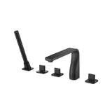 Isenberg By Flusso - Five Hole Deck Mounted Roman Tub Faucet With Hand Shower - Matte Black