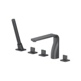 Isenberg By Flusso - Five Hole Deck Mounted Roman Tub Faucet With Hand Shower - Rock Grey