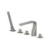 Isenberg By Flusso - Five Hole Deck Mounted Roman Tub Faucet With Hand Shower - Steel Grey