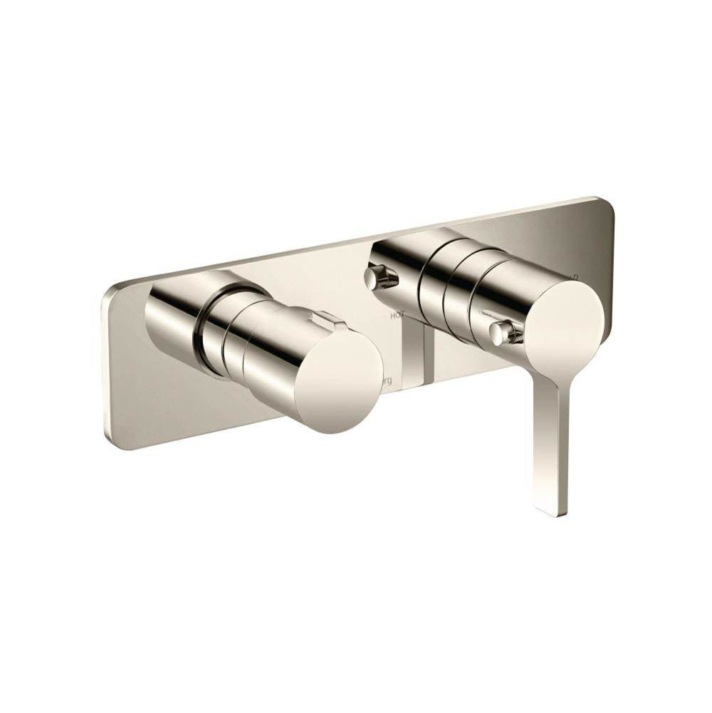 Isenberg By Flusso - 3/4'' Horizontal Thermostatic Shower Valve & Trim - 3 Output - Polished Nickel PVD