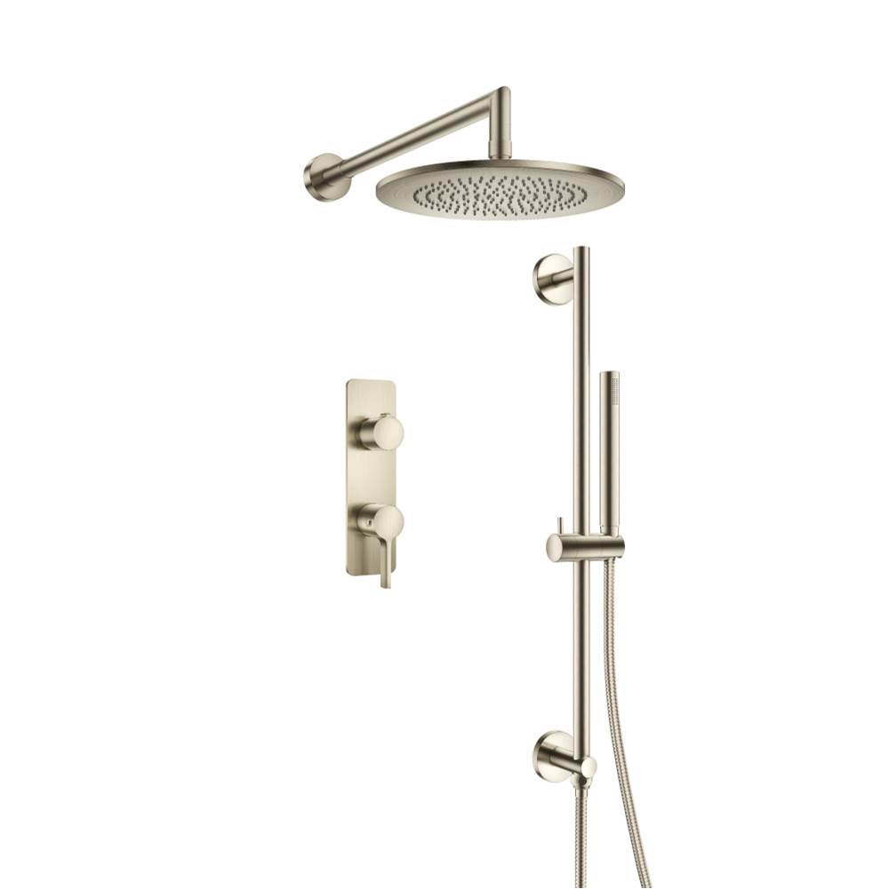 Isenberg By Flusso - Two Output Shower Set With Shower Head, Hand Held And Slide Bar - Brushed Nickel PVD