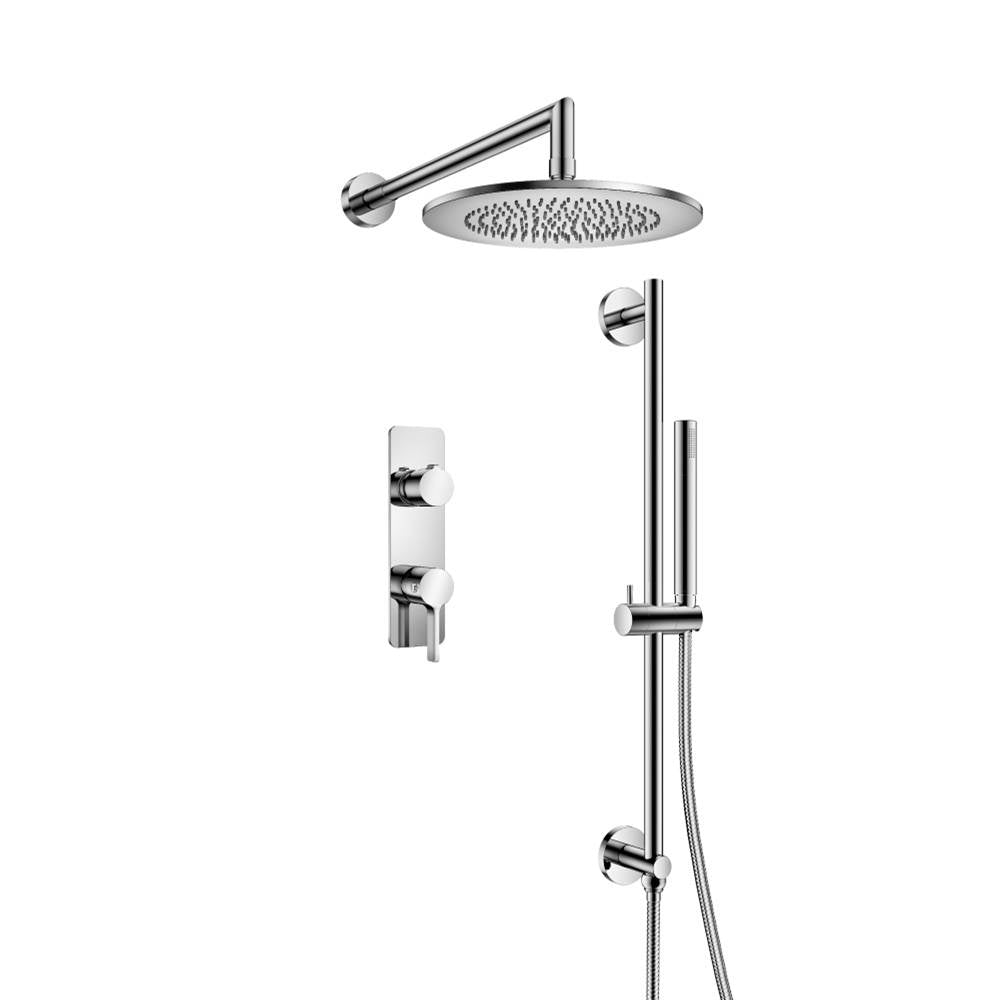 Isenberg By Flusso - Two Output Shower Set With Shower Head, Hand Held And Slide Bar - Chrome