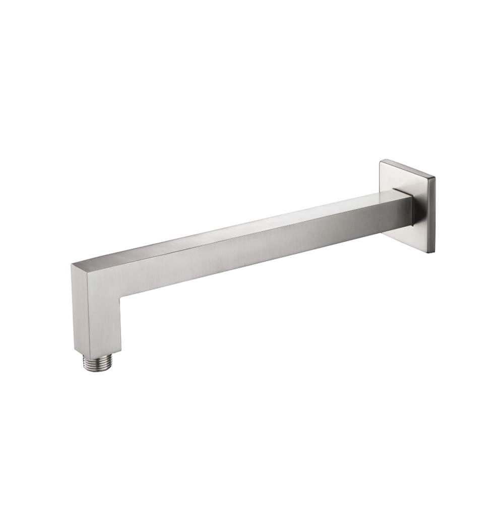 Isenberg By Flusso - Wall Mount Square Shower Arm - 12'' (300mm) - With Flange - Brushed Nickel PVD