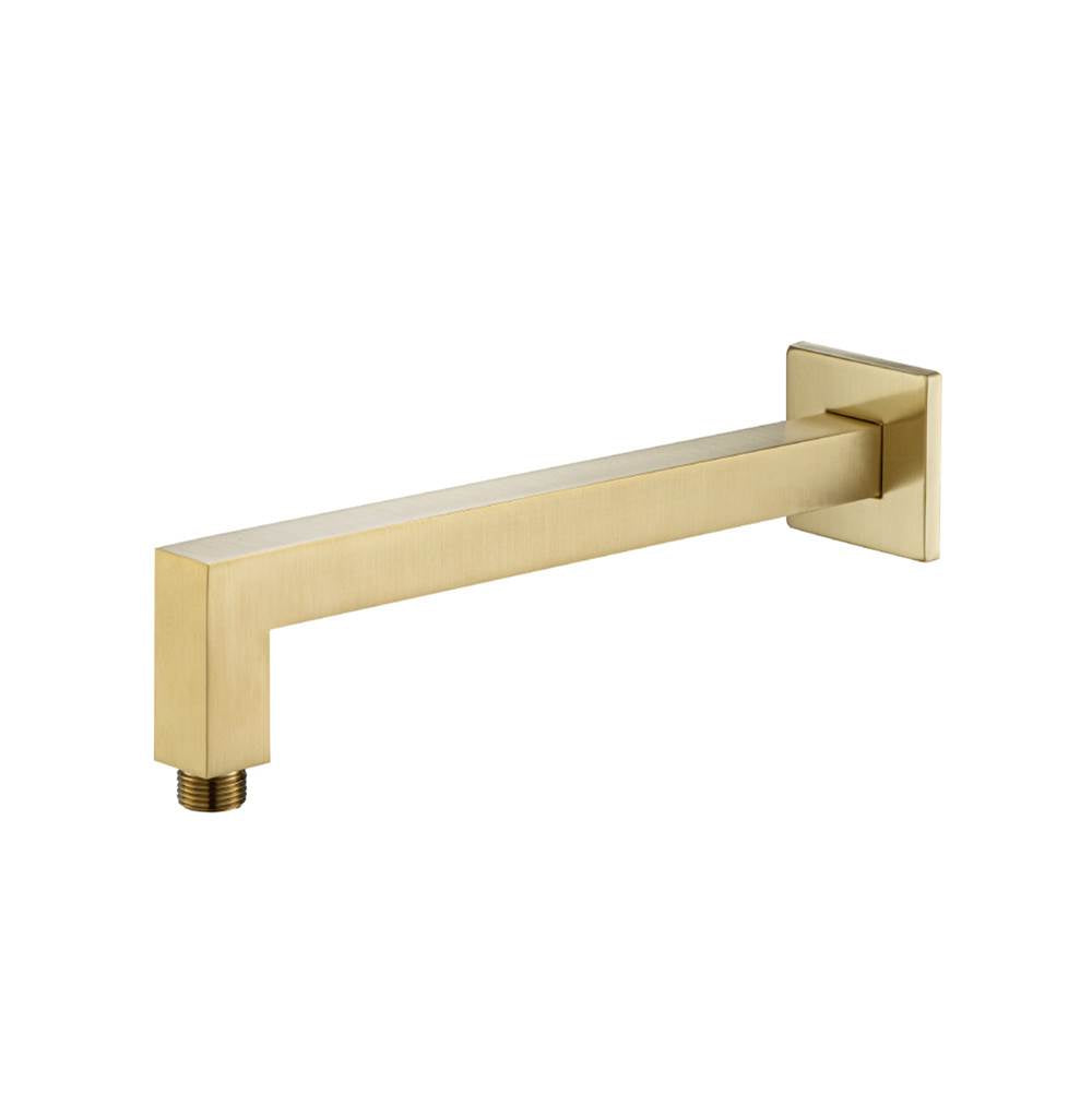 Isenberg By Flusso - Wall Mount Square Shower Arm - 12'' (300mm) - With Flange - Satin Brass PVD