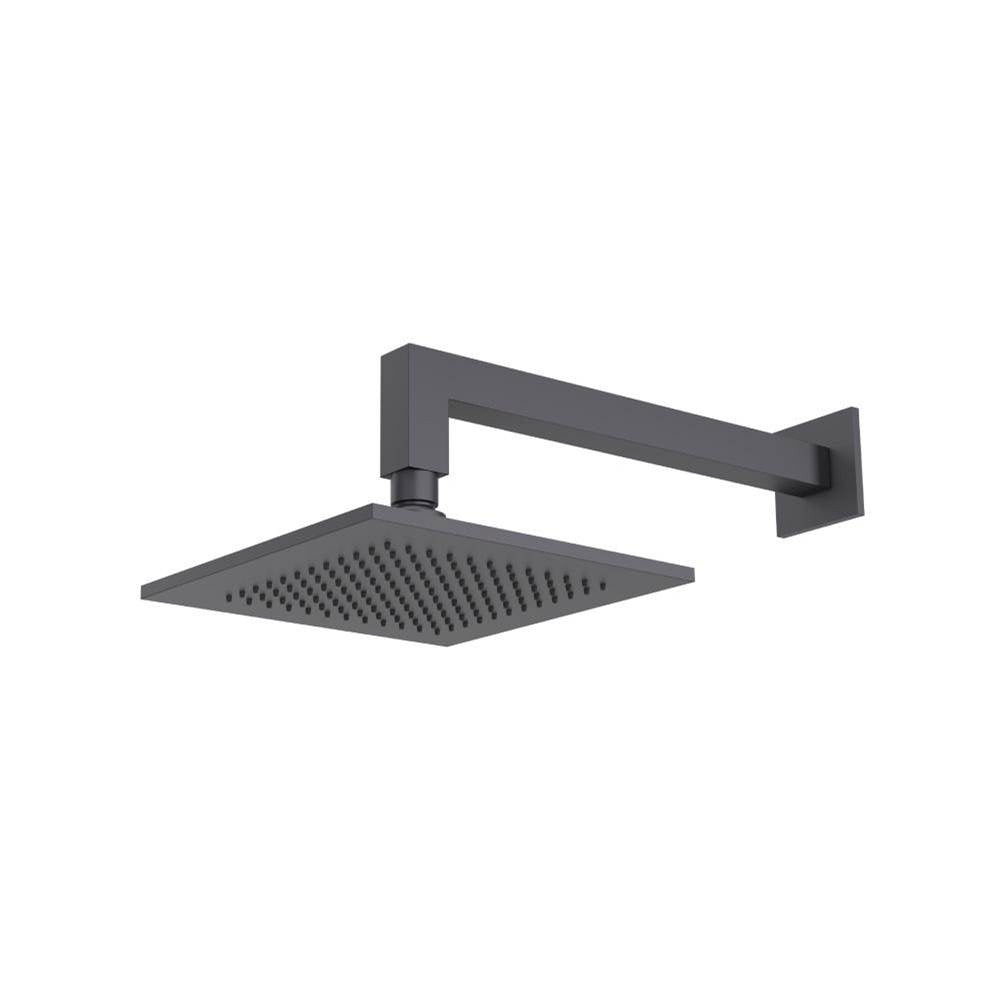 Isenberg By Flusso - 8'' Solid Brass Showerhead / Rainhead With 12'' Wall Mount Shower Arm - Dark Grey