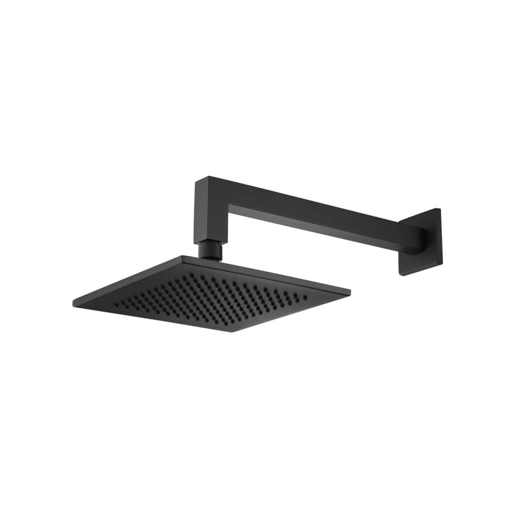 Isenberg By Flusso - 8'' Solid Brass Showerhead / Rainhead With 12'' Wall Mount Shower Arm - Matte Black