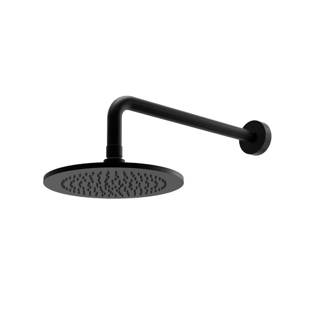 Isenberg By Flusso - 8'' Solid Brass Showerhead / Rainhead With 12'' Wall Mount Shower Arm - Gloss Black