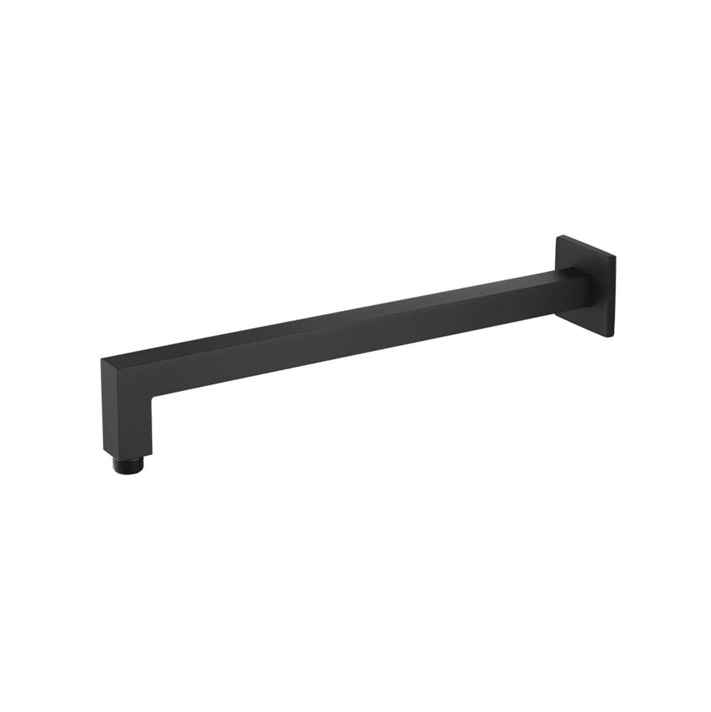 Isenberg By Flusso - Wall Mount Square Shower Arm - 16'' (400mm) - With Flange - Matte Black