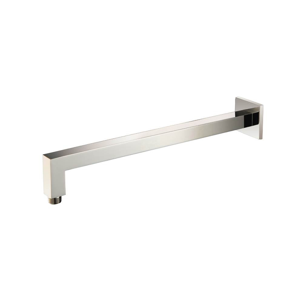 Isenberg By Flusso - Wall Mount Square Shower Arm - 16'' (400mm) - With Flange - Polished Nickel PVD