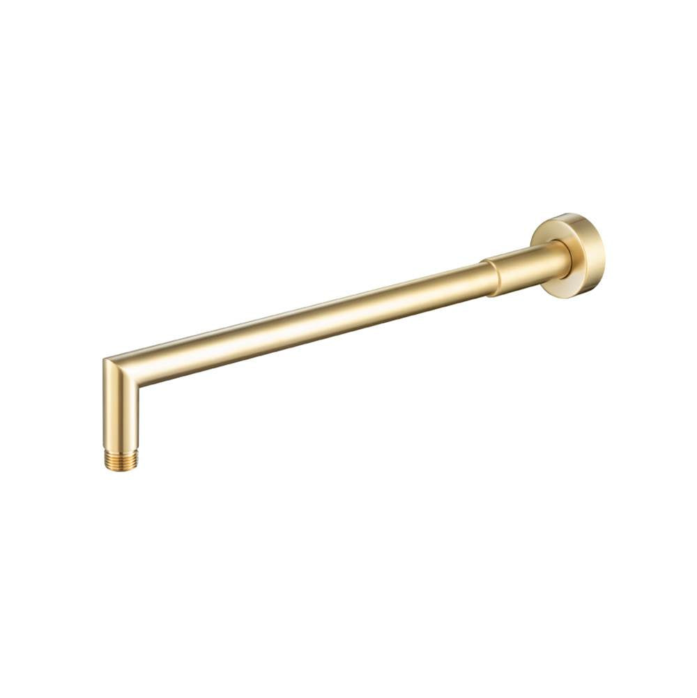 Isenberg By Flusso - Wall Mount Round Shower Arm - 16'' (400mm) - With Flange - Satin Brass PVD