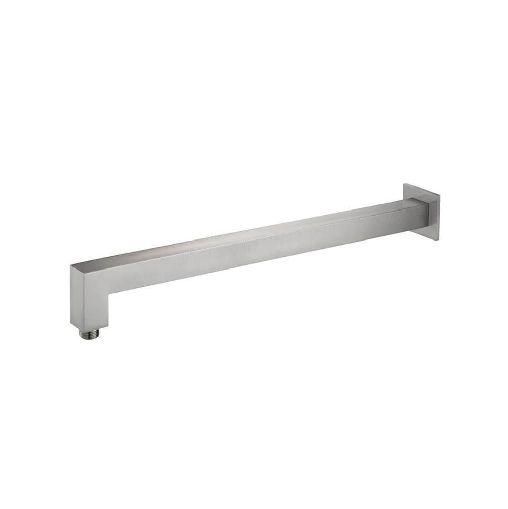 Isenberg By Flusso - Wall Mount Square Shower Arm - 20'' - With Flange - Brushed Nickel PVD