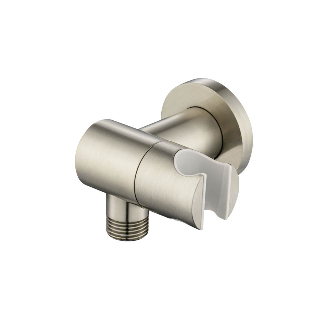 Isenberg By Flusso - Wall Elbow With Holder Combo - Adjustable Angle - Brushed Nickel PVD