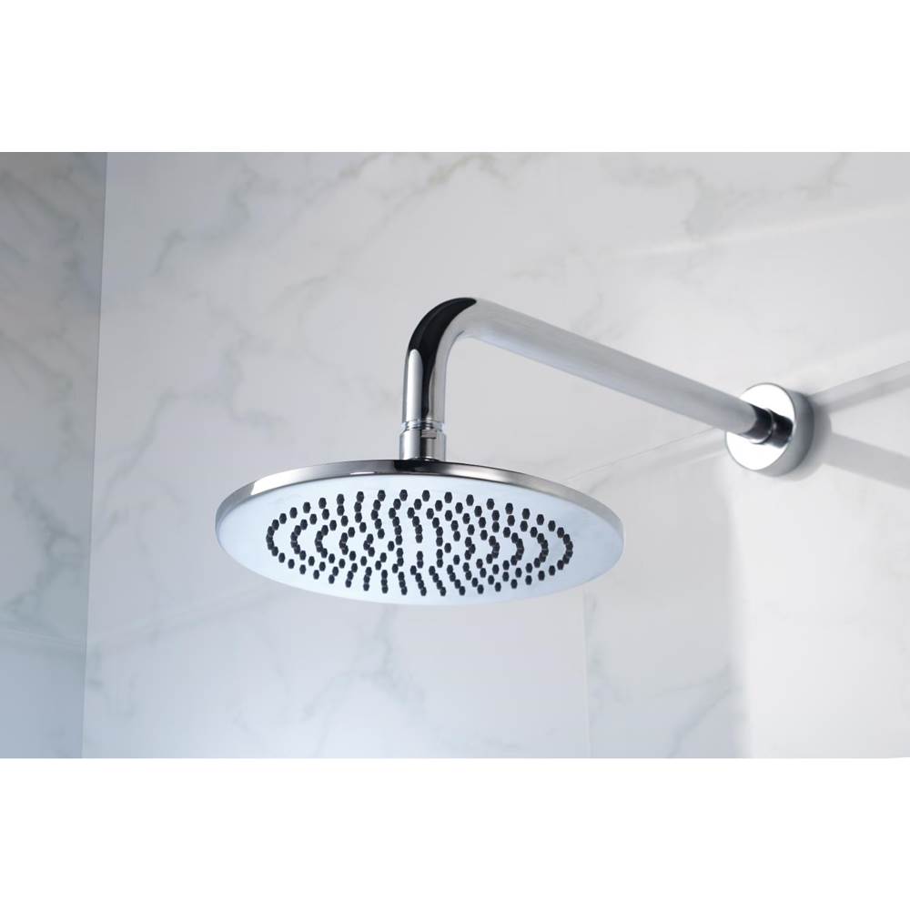 Wall Mount Round Shower Arm - 12'' (300mm) - With Flange