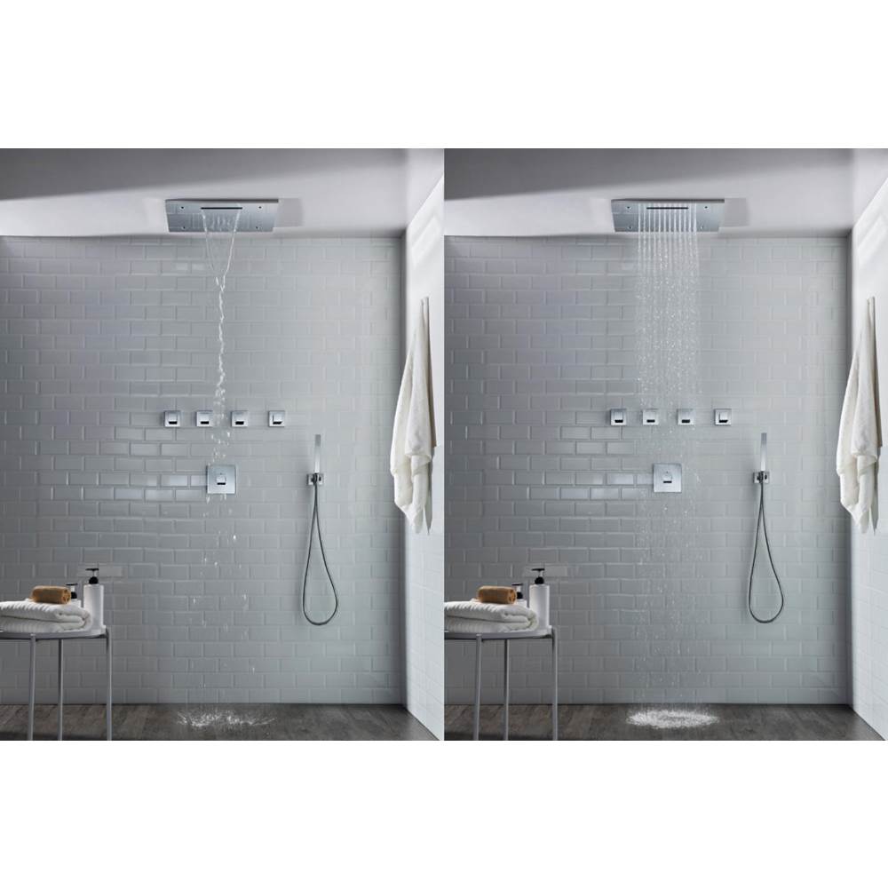 20'' Stainless Steel Flush Mount Rainhead With Cascade Waterfall & Mist Flow