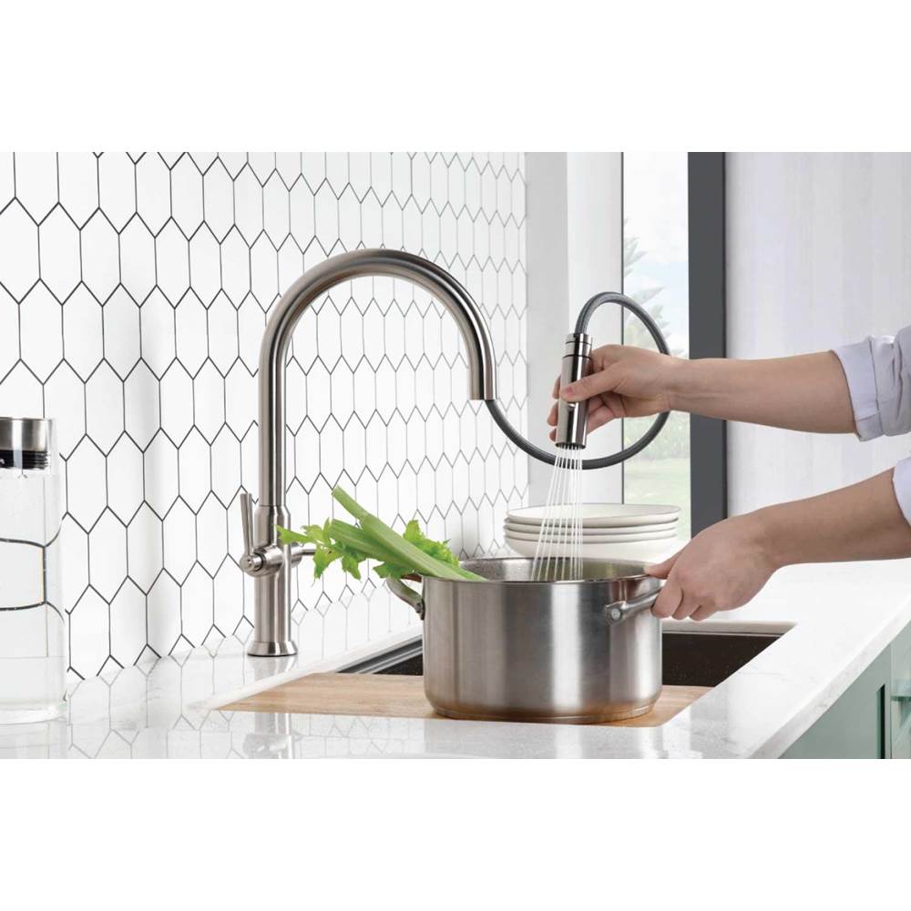 Velox - Dual Spray Stainless Steel Two Handle Kitchen Faucet With Pull Out