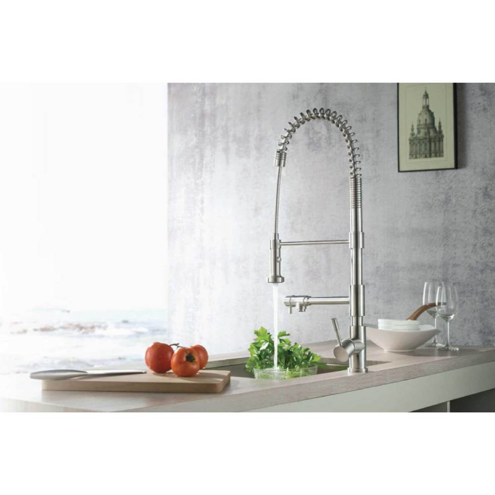Professio - F - Professional Polished Steel Kitchen Faucet With Pull Out & Pot Filler