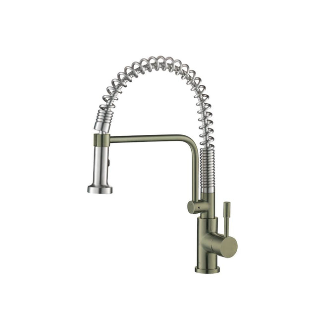 Isenberg By Flusso - Caso - Semi-Professional Dual Spray Stainless Steel Kitchen Faucet With Pull Out - Army Green