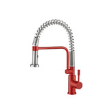 Isenberg By Flusso - Caso - Semi-Professional Dual Spray Stainless Steel Kitchen Faucet With Pull Out - Deep Red