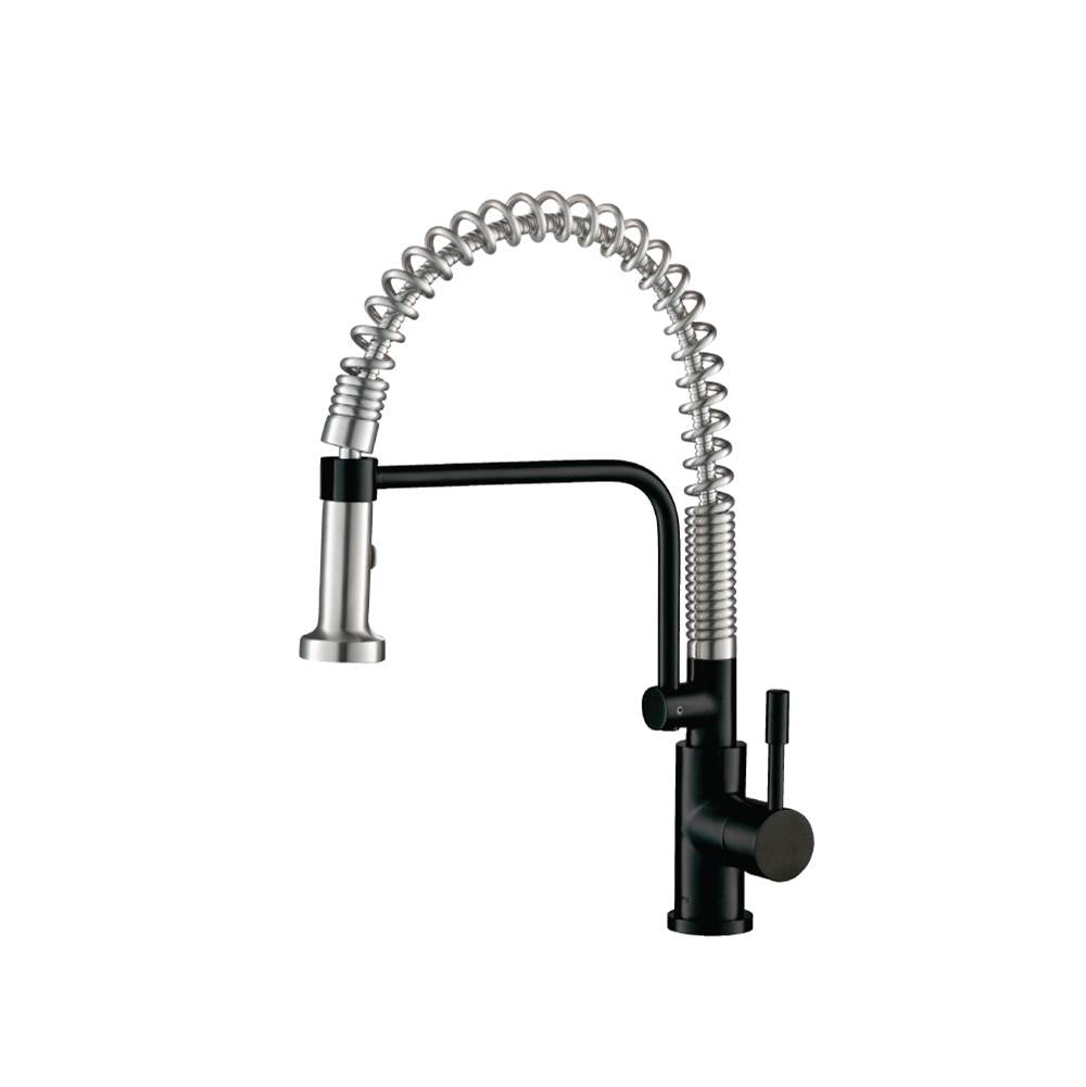Isenberg By Flusso - Caso - Semi-Professional Dual Spray Stainless Steel Kitchen Faucet With Pull Out - Gloss Black