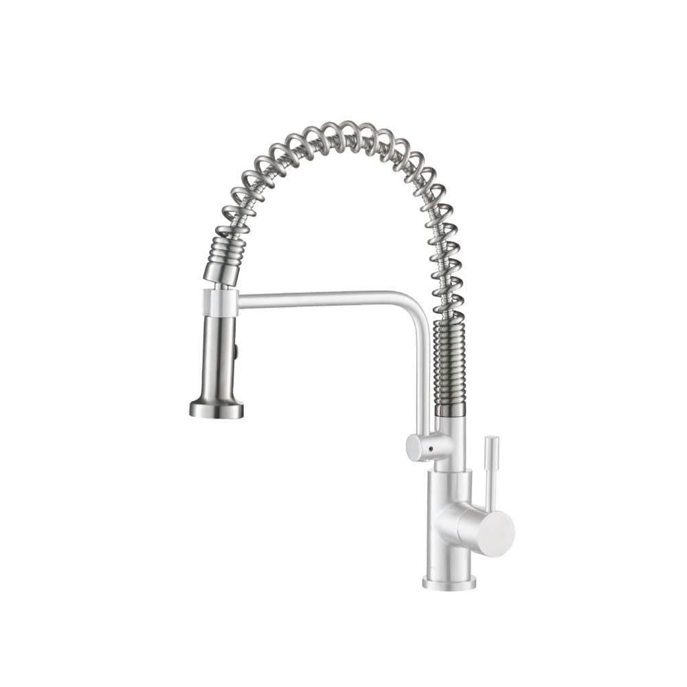 Isenberg By Flusso - Caso - Semi-Professional Dual Spray Stainless Steel Kitchen Faucet With Pull Out - Gloss White