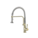 Isenberg By Flusso - Caso - Semi-Professional Dual Spray Stainless Steel Kitchen Faucet With Pull Out - Light Tan