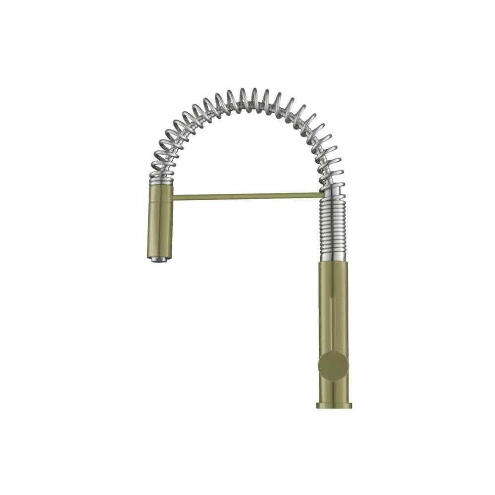 Isenberg By Flusso - Dixie - Semi-Professional Dual Spray Stainless Steel Kitchen Faucet With Pull Out - Army Green