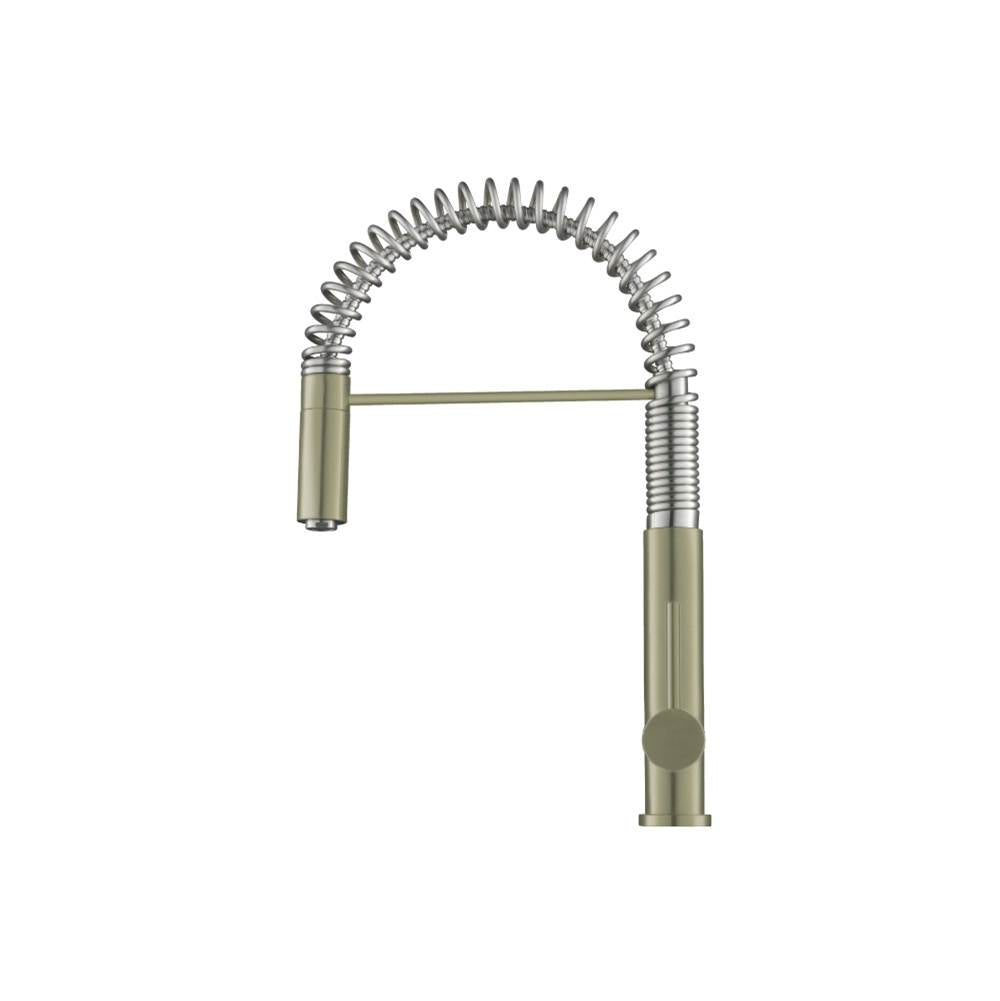 Isenberg By Flusso - Dixie - Semi-Professional Dual Spray Stainless Steel Kitchen Faucet With Pull Out - Light Verde