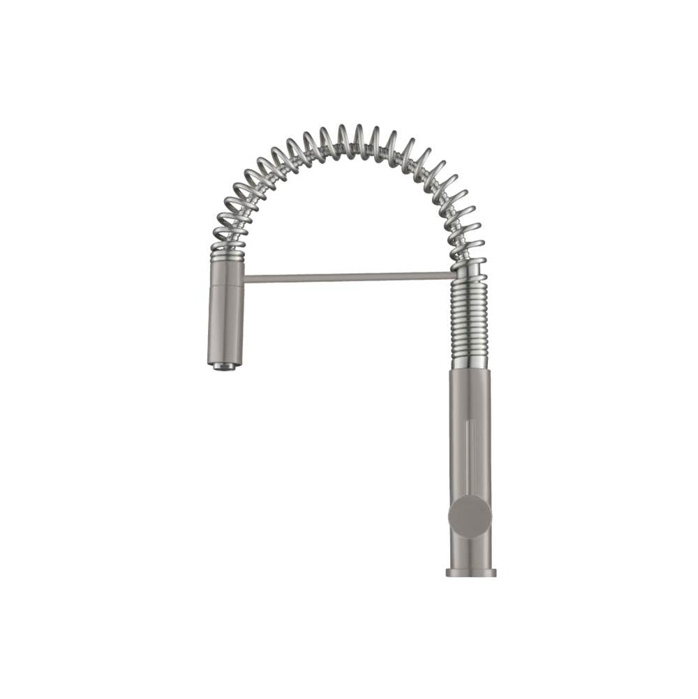 Isenberg By Flusso - Dixie - Semi-Professional Dual Spray Stainless Steel Kitchen Faucet With Pull Out - Steel Grey