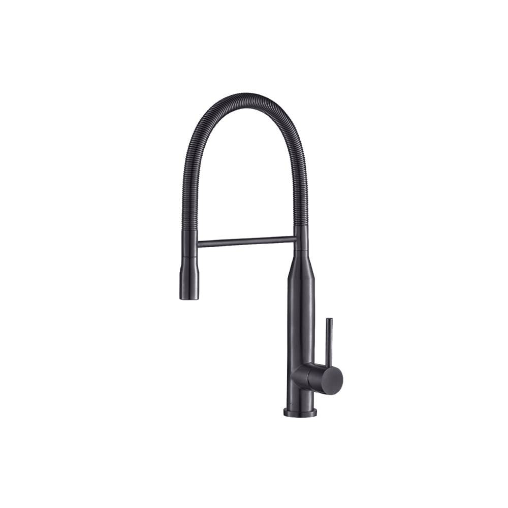 Isenberg By Flusso - Glatt - Semi-Professional Dual Spray Stainless Steel Kitchen Faucet With Pull Out - Dark Grey