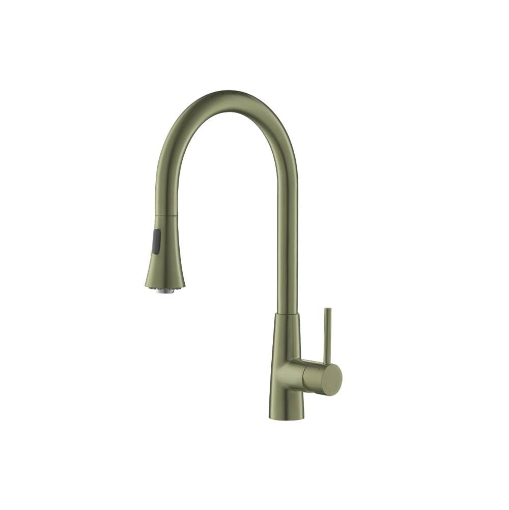 Isenberg By Flusso - Zest - Dual Spray Stainless Steel Kitchen Faucet With Pull Out - Army Green